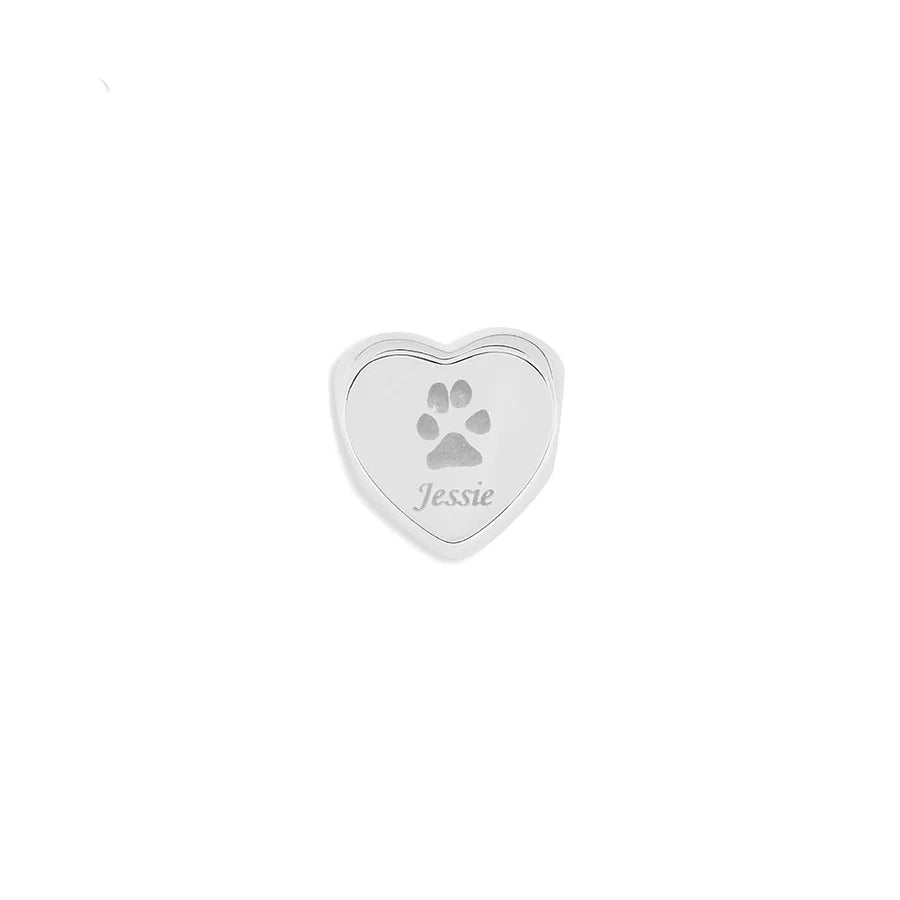 Heart Pawprint Memorial Charm Bead - Engraved