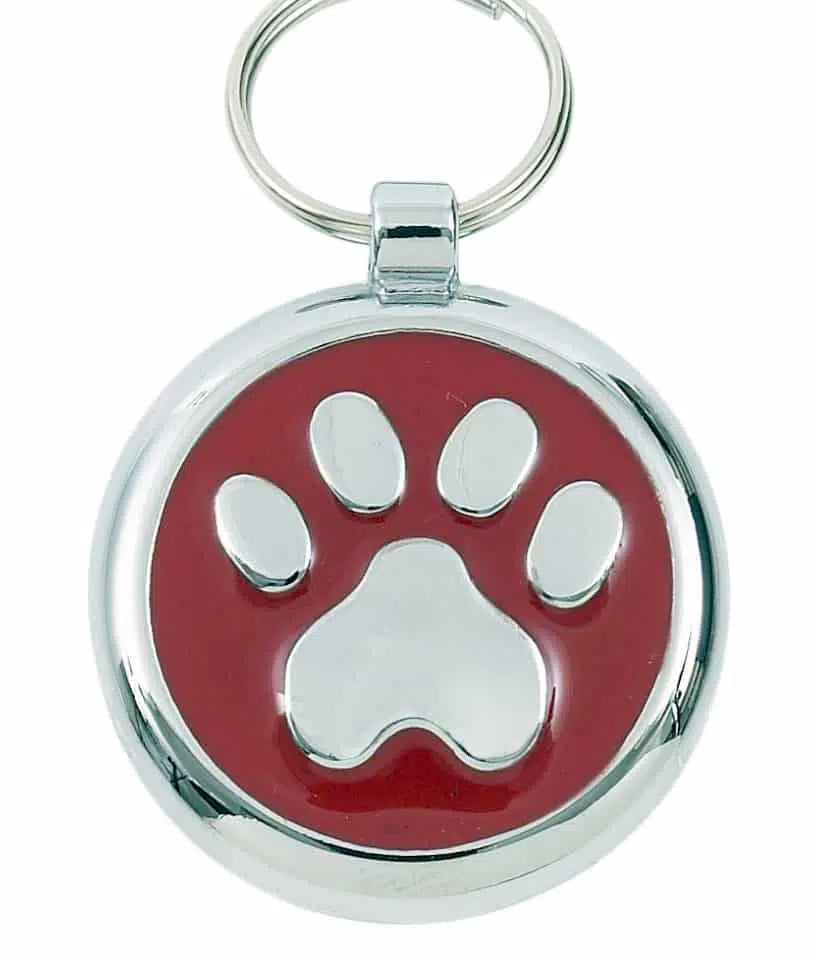 Paw Design ID tag - Red